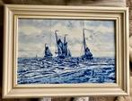 Delfts Blauw Tegeltableau - Strand met Boten, Mesdag, Ophalen