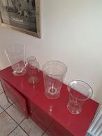 Glazen Vazen Set (4 stuks), Huis en Inrichting, Woonaccessoires | Vazen, Wit, Ophalen of Verzenden, Minder dan 50 cm, Glas