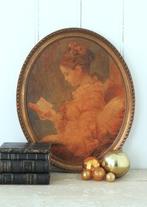 Oude oleografie “Lezende dame”, Ophalen of Verzenden