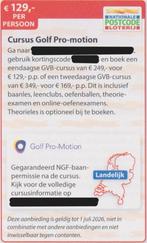 Cursus Golf Pro-Motion. € 129,- p.p. Postcodeloterij bon., Tickets en Kaartjes, Eén persoon, Kortingsbon