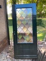 Buitendeur en zijlicht met glas in lood, Doe-het-zelf en Verbouw, Ophalen, Gebruikt, 80 tot 100 cm, Buitendeur