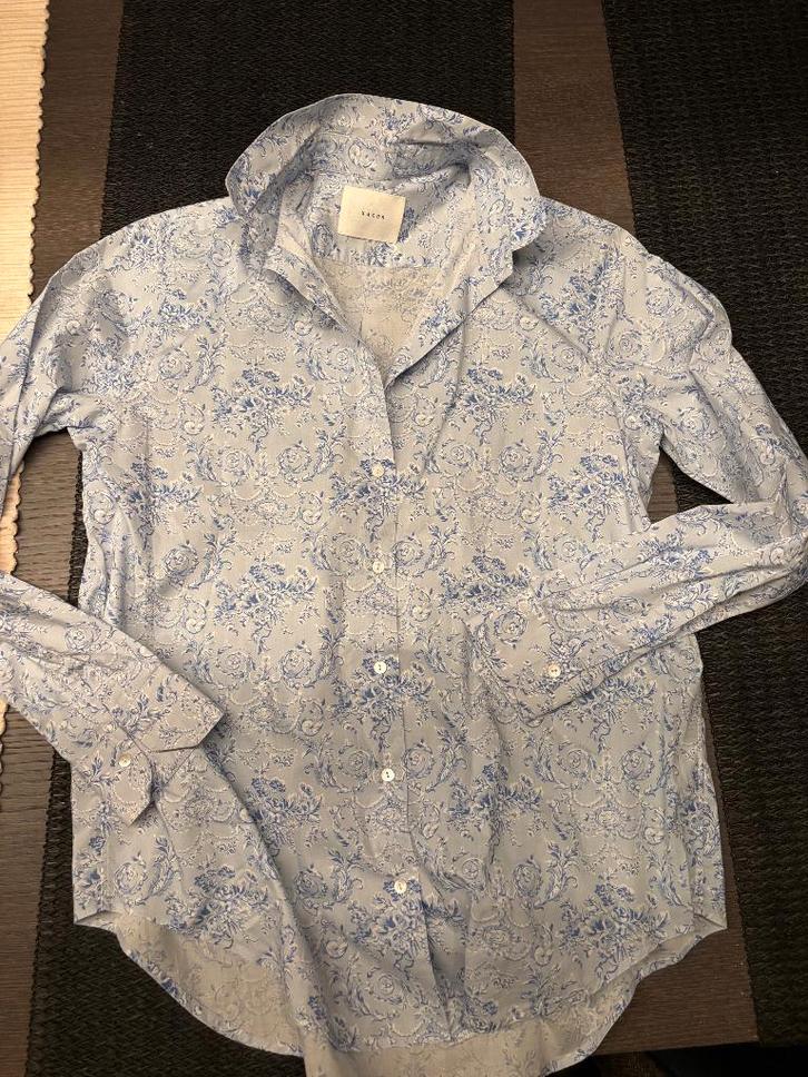 XACUS by PAUW bloes bloemen blauw 40-42-44(klein), Kleding | Dames, Blouses en Tunieken, Zo goed als nieuw, Maat 42/44 (L), Blauw