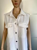i481 Nieuw: lange oversized bodywarmer spijker jeans wit S/M, Kleding | Dames, Bodywarmers, Ophalen of Verzenden, Nieuw, Maat 36 (S)