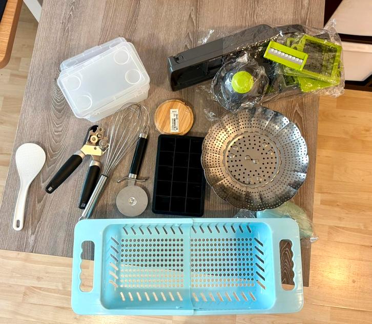 Keukengerei Set: Blikopener, Garde, Pizzasnijder…, Huis en Inrichting, Keuken | Keukenbenodigdheden, Zo goed als nieuw, Ophalen of Verzenden