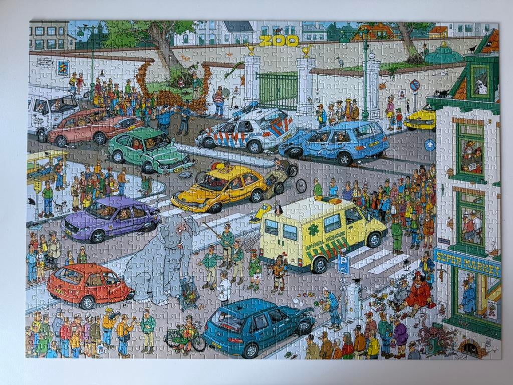 Jan v Haasteren, Jumbo Gaat Winkelen, 1000 sukjes, Ophalen of Verzenden, 500 t/m 1500 stukjes, Gebruikt, Legpuzzel