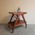 Vintage Bar Cart Bartafel Serveerwagen Trolley Bijzettafel, 50 tot 100 cm, Teakhout, Ophalen of Verzenden, Zo goed als nieuw