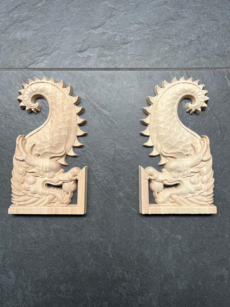 Chinese draak houtsnijwerk ornament set applique console, Huis en Inrichting, Woonaccessoires | Overige, Nieuw, Ophalen of Verzenden