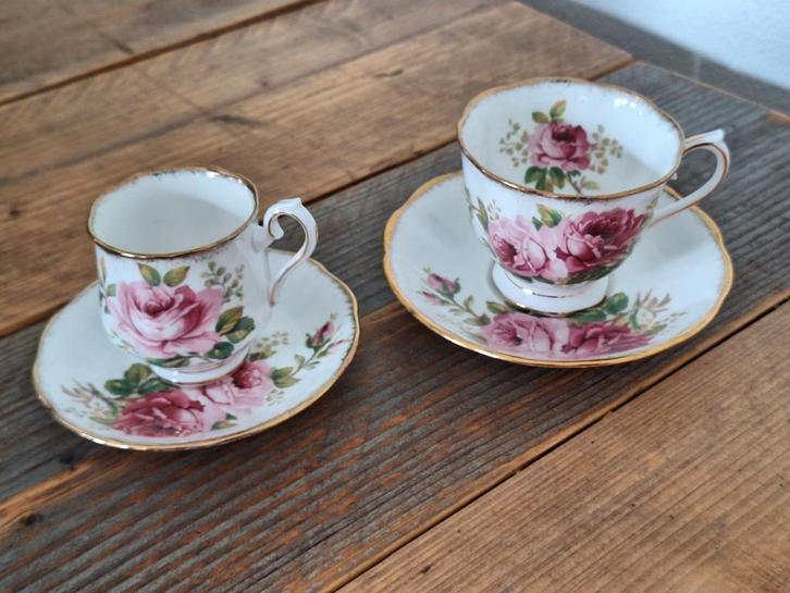 Royal Albert American Beauty Kop en Schotel Set van 2, Huis en Inrichting, Keuken | Servies, Gebruikt, Kop(pen) en/of Schotel(s)