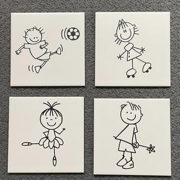 Tegeltjes handbeschilderd - maat: 15 X 15 cm. cadeau idee! beschikbaar voor biedingen