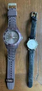 2x horloge, dameshorloge; bruin sportief, zwart; analoog, Ophalen of Verzenden, Zo goed als nieuw