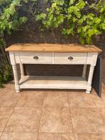 Prachtige side table grenen blad en white wash, Ophalen, Landelijk, Engels, Zo goed als nieuw, 150 tot 200 cm