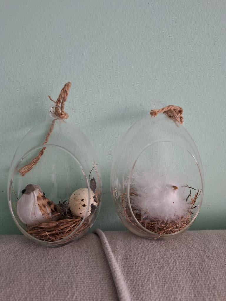 Glazen Paasdecoratie met Vogels, Antiek en Kunst, Ophalen of Verzenden
