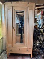 Frans eiken Art Deco kast eendeurskast met spiegel, Ophalen