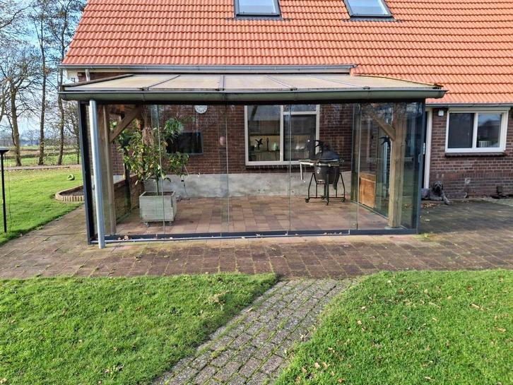 Glaswand tbv overkapping, Tuin en Terras, Overkappingen, Zo goed als nieuw, Ophalen