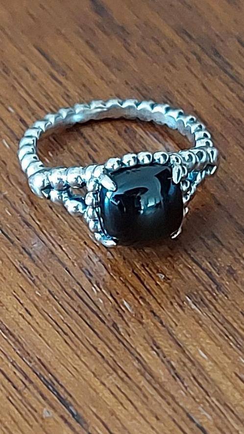 ZELDZAME Pandora zilveren ring met grote zwarte steen, Sieraden, Tassen en Uiterlijk, Ringen, Zo goed als nieuw, Dame of Heer
