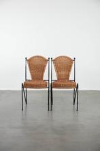 Twee vintage design eetkamerstoelen van Frederick Weinberg, Ophalen, Riet of Rotan, Gebruikt, Twee