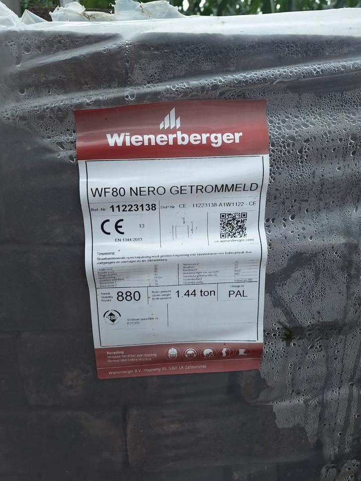 Wienerberger Nero wf80 getrommelde straatklinker, Tuin en Terras, Tegels en Klinkers, Nieuw, Klinkers, Beton, 10 m² of meer, Ophalen