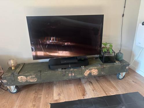 Industrieel TV meubel te koop(omgebouwde legerkisten), Huis en Inrichting, Kasten | Televisiemeubels, Gebruikt, Minder dan 100 cm