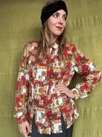 Vintage blouse / shirt / print / rood / maat 38-40 / medium, Maat 38/40 (M), Ophalen of Verzenden, Vintage, Hgv@