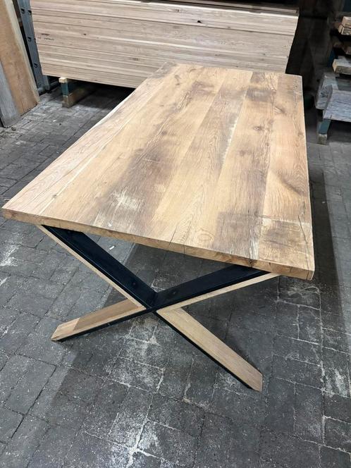 Oud eiken barnwood tafel 200x100cm, Huis en Inrichting, Tafels | Eettafels, Gebruikt, 100 tot 150 cm, 150 tot 200 cm, Vijf personen of meer