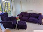 Woonkamer Set: Bank, Stoel en poef, Ophalen, Gebruikt, Rechte bank, Stof