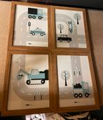 Fotolijstjes met voertuigen - Jongenskamer decoratie, Ophalen of Verzenden, Zo goed als nieuw, Schilderij, Minder dan 50 cm