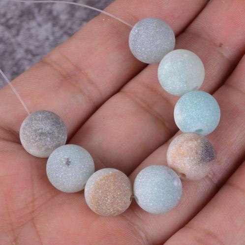 edelstenen 8 zogenaamde bevroren Amazoniet kralen, Sieraden, Tassen en Uiterlijk, Edelstenen, Nieuw, Ophalen of Verzenden