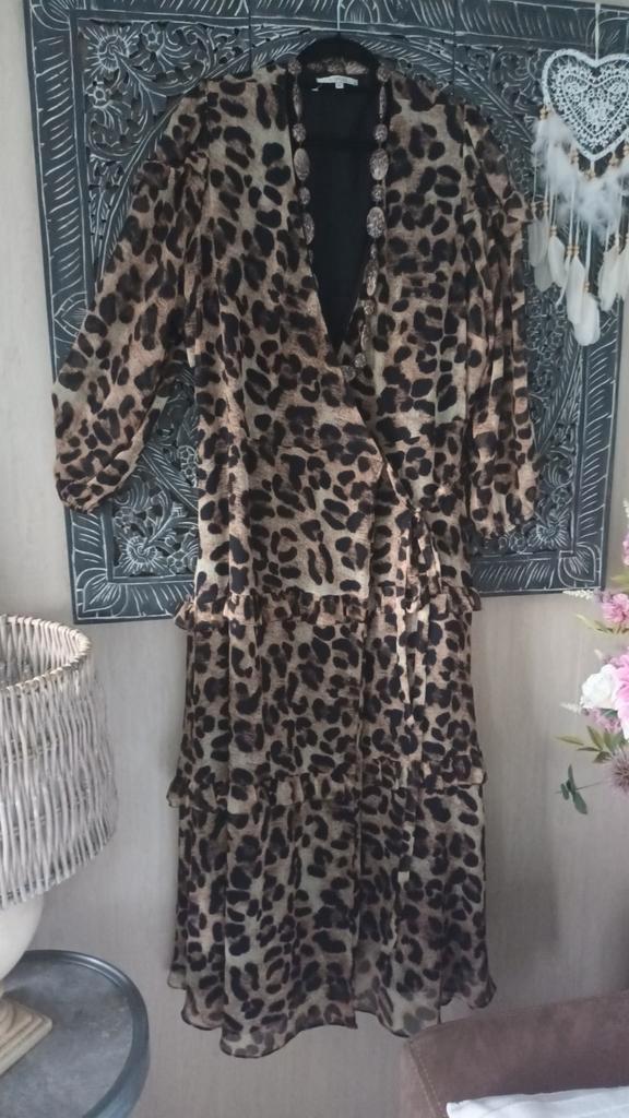 Miljuschka by Wehkamp Overslagjurk Tijgerprint Maat 50, Kleding | Dames, Jurken, Zo goed als nieuw, Maat 46/48 (XL) of groter