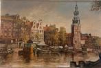 Piet van Beek schilderij Amsterdam olieverf op doek, Antiek en Kunst, Kunst | Schilderijen | Klassiek, Ophalen of Verzenden