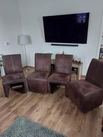 Set van 4 bruine eetkamerstoelen, Gebruikt, Bruin, Ophalen of Verzenden, Vier