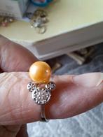 Parel ring verstelbaar echt zilver, Sieraden, Tassen en Uiterlijk, Ringen, Ophalen of Verzenden, Zo goed als nieuw, 17 tot 18