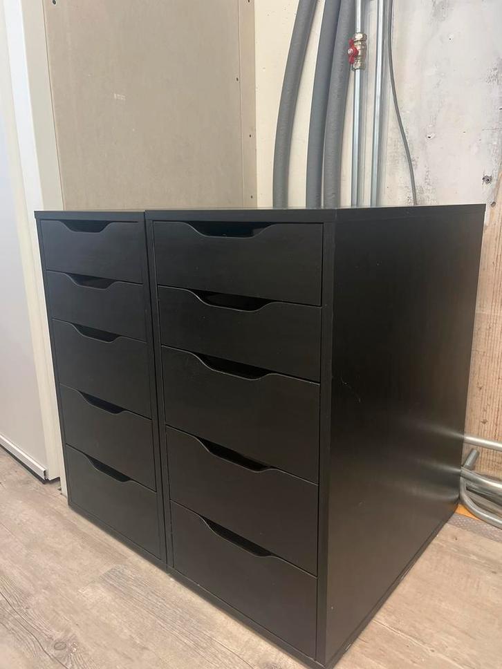 2x Zwarte Alex Ladekast IKEA, Huis en Inrichting, Kasten | Kledingkasten, Gebruikt, Minder dan 100 cm, Minder dan 50 cm, 50 tot 75 cm