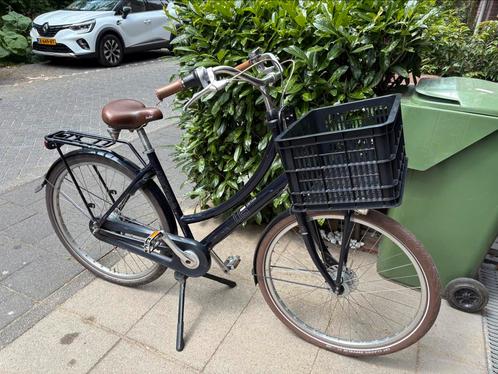 Cortina U5 damesfiets blauw met bruin en fietsmand, Fietsen en Brommers, Fietsen | Dames | Omafietsen, Gebruikt, 53 tot 56 cm