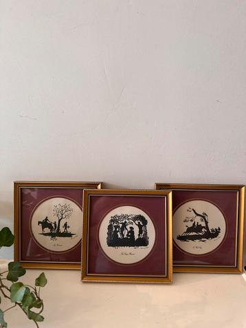 Silhouet prentjes in vintage lijstjes prijs per stuk beschikbaar voor biedingen