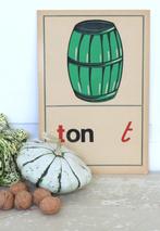 Oude schoolplaat / taalkaart “Ton”, Antiek en Kunst, Curiosa en Brocante, Ophalen of Verzenden