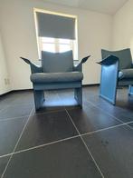 Italiaanse design stoelen leer., Huis en Inrichting, Stoelen, Ophalen, Vintage design, Twee, Blauw