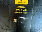 2-IN-1 HDMI NAAR VGA + HDMI ADAPTER KABEL MET AUDIO NIEUW, Computers en Software, Pc- en Netwerkkabels, Ophalen of Verzenden, Zo goed als nieuw