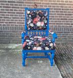 Luxe Bloemen stoel met blauw, Ophalen, Hout, Blauw, Nieuw