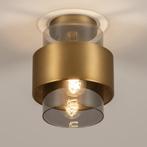 plafondlamp goud messing rookglas of opaal glas bed hal lamp, Ophalen of Verzenden, Nieuw, Glas, Minder dan 50 cm
