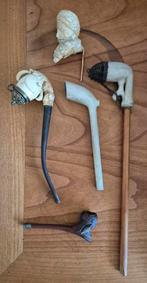 4 gave pijpen van hout, klei, en ivoor en 1 Jacob pijpenkop., Ophalen of Verzenden