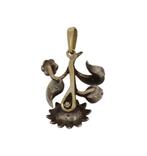 Antieke smaragd roos diamanten 14k gouden ketting hanger, Ophalen of Verzenden, Goud, Hanger, Met edelsteen