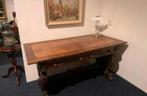 Antiek notaris tafel bureau met leren inleg, tafelbureau, Ophalen
