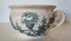 Oude po of nachtspiegel met Distel decor, blauw op wit, Ophalen of Verzenden