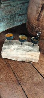 Brocante kandelaar. Degelijk hout. 3 kaarsen., ., Ophalen of Verzenden, Zo goed als nieuw, .