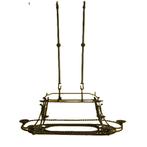 Smeedijzeren 6 Lichts Kroonluchter circa 1950, Huis en Inrichting, Lampen | Kroonluchters, Ophalen of Verzenden, Gebruikt, Metaal