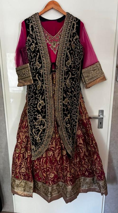 Indiase druk bewerkte jurk, Kleding | Dames, Gelegenheidskleding, Zo goed als nieuw, Galajurk, Maat 42/44 (L), Roze, Ophalen of Verzenden