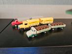 3x oldtimer truck met aanhanger HO spoor trein 1:87, Ophalen of Verzenden, Gebruikt, Gelijkstroom of Wisselstroom, Overige merken
