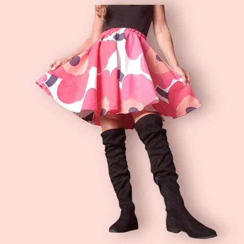 Zwierig kort rokje recycled materiaal handgemaakt roze bloem, Kleding | Dames, Rokken, Nieuw, Maat 36 (S), Overige kleuren, Boven de knie