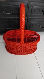 Vintage flessenmand riet oranje, Huis en Inrichting, Woonaccessoires | Schalen en Manden, Gebruikt, Mand, Ophalen of Verzenden