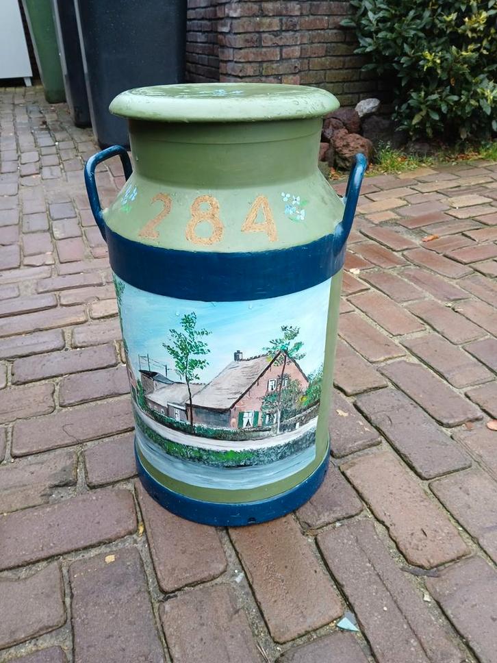 Aluminium Melkbus met Schilderij, Huis en Inrichting, Woonaccessoires | Overige, Gebruikt, Ophalen of Verzenden